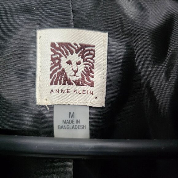 Womens Anne Klein Black & White Plaid Long Blazer Jacket Polyester Blend Size M - Picture 2 of 8